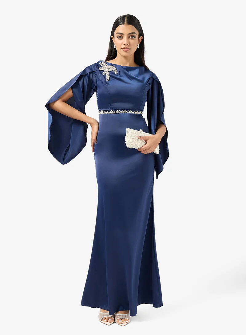 Khizana Embellished Dress With Slit Sleeves